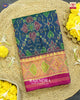 Traditional Chabadi Design Pink and Blue Single Ikat Rajkot Patola Saree