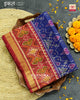 Traditional Chabadi Design Red Blue Single Ikat Rajkot Patola Saree