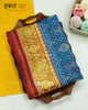 Traditional Chanda Design Red Blue Single Ikat Rajkot Patola Saree