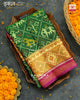 Traditional Hathi Popat Dark Pink and Green Single Ikat Rajkot Patola Saree