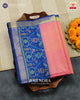 Traditional Gala Border Blue and Peach Single Ikat Rajkot Patola Saree