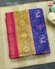 Traditional Hathi Popat Pink and Blue Single Ikat Rajkot Patola Saree