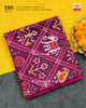 Traditional Hathi Popat Design Pink Purple Ikat Rajkot Patola Dupatta