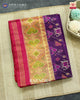 Traditional Laheriya Hathi Popat Pink Purple Single Ikat Rajkot Patola Saree