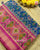 Traditional Manekchowk Pink and Rama Blue Single Ikat Rajkot Patola Saree