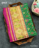 Traditional Navratna Bhat Pink and Green Single Ikkat Rajkot Patola Saree