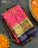 Traditional Navratna Design Peach and Blue Single Ikat Rajkot Patola Saree