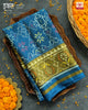 Traditional Manekchowk Design Rama Blue Single Ikat Rajkot Patola Saree