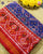 Traditional Manekchowk Design Red and Blue Ikat Rajkot Patola Saree