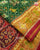 Traditional Elephant and Parrot Motif Red and Green Single Ikat Rajkot Patola Saree