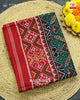 Traditional Manekchowk Design Red and Rama Green Ikat Rajkot Patola Saree