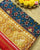 Traditional Navratna Design Teal Blue and Red Single Ikat Rajkot Patola Saree