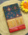 Traditional Navratna Design Teal Blue and Red Single Ikat Rajkot Patola Saree